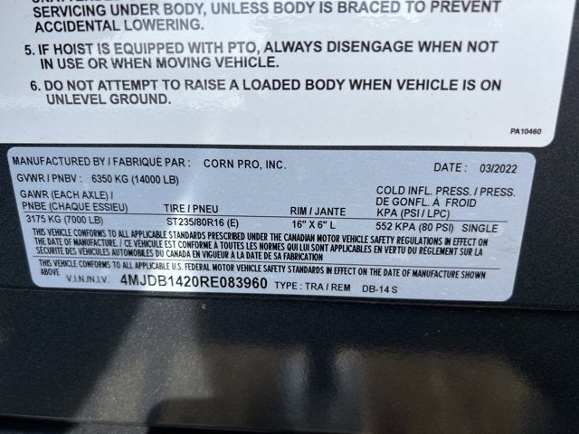 2024 CORN PRO TRAILER DB-14 S, 7K Base