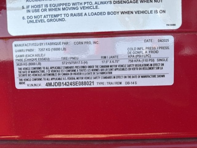 2025 CORN PRO DB-14 S, 8K Base